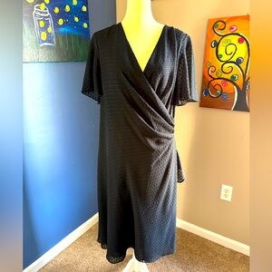 Fashion Bug Black on black dotted dress. Size 16W.